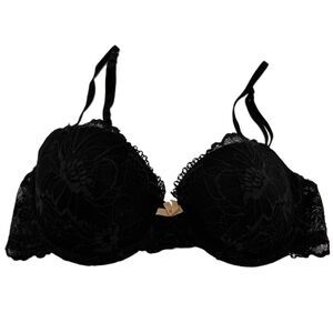 Heidi Klum Intimates Black Lace Underwire Bow Detail Bra Size 34B